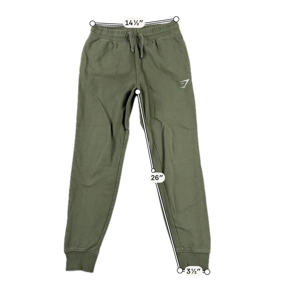 Gymshark Joggers Olive Green Tapered‎ Fleece Sweatpants Mens Small